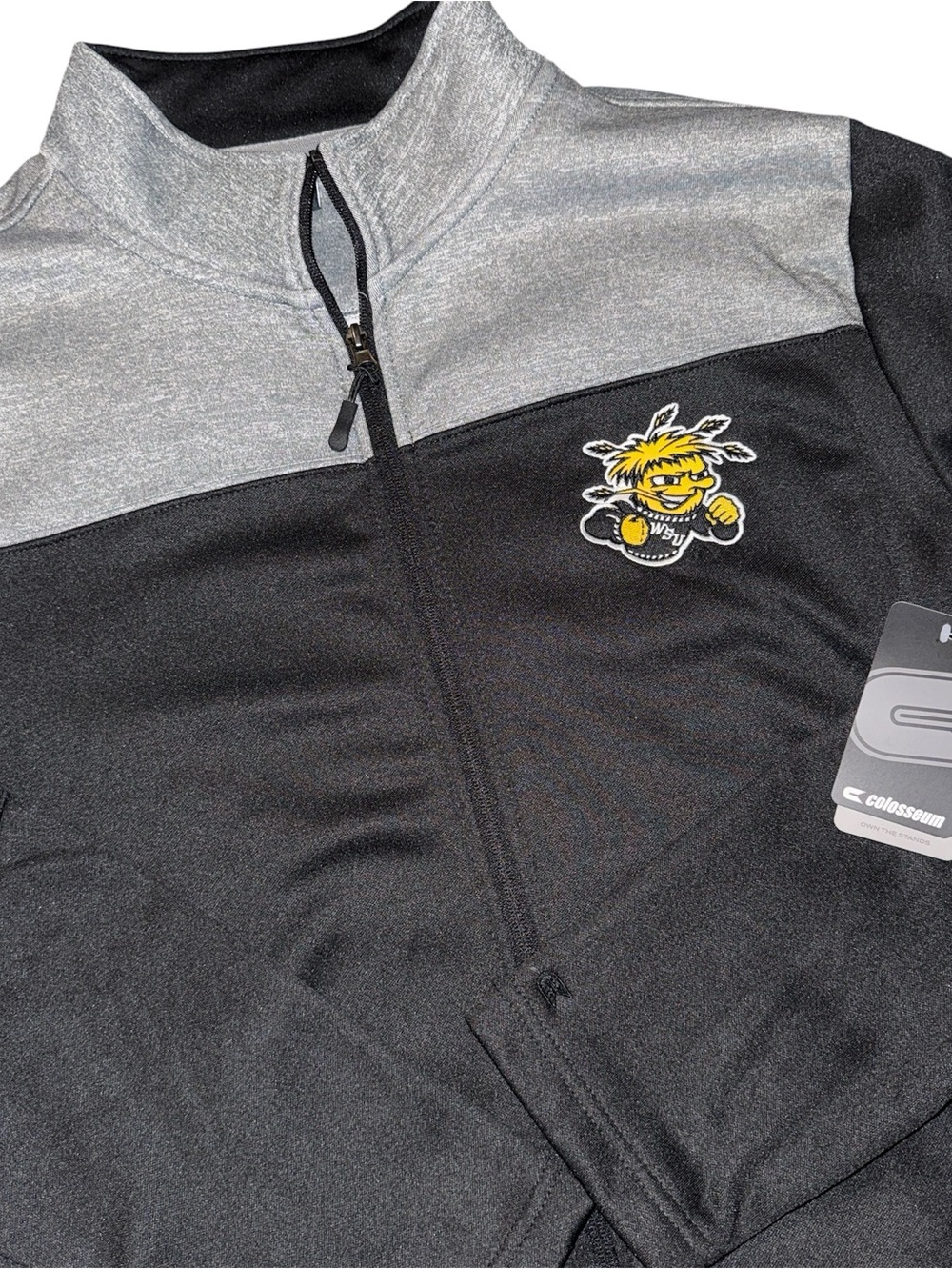 Wichita State Shockers Men's XL Full Zip Jacket Colosseum Black Gray NWT